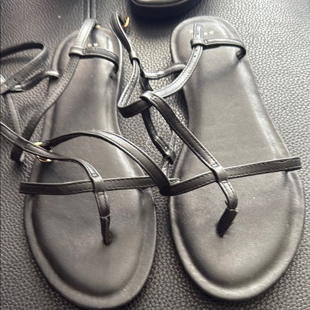 a new day Black Sandals Sleek Minimalist Design